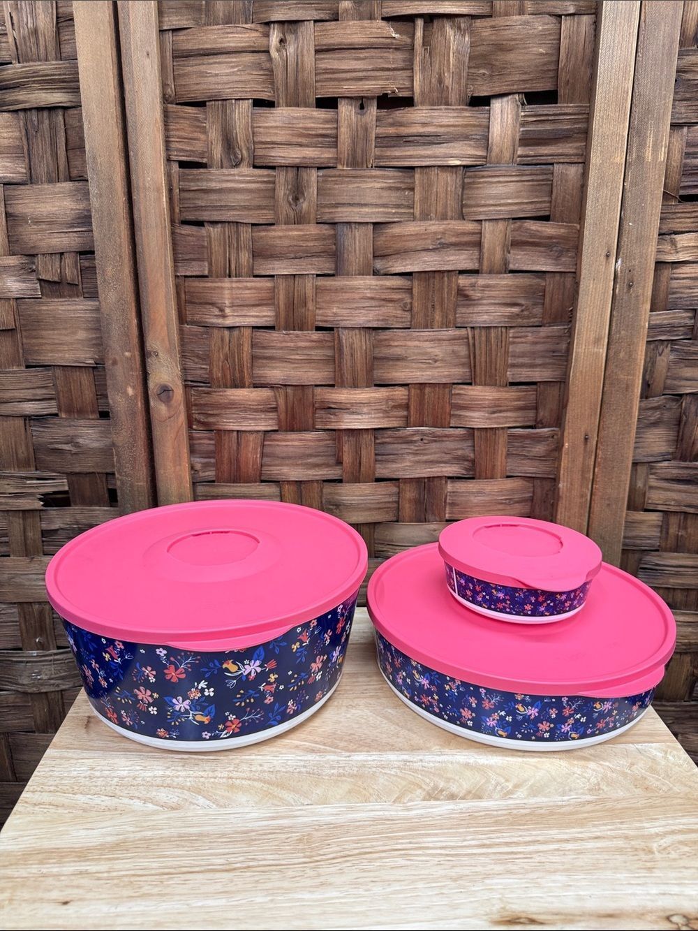 Tupperware Falling for Floral Bowl 18 Cup, 10 1/2 Cup and 1 1/4 Cup Bowls - Picture 1 of 8